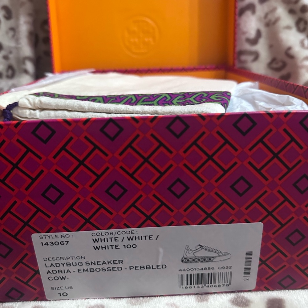 Tory Burch Ladybug Sneakers in White and Purple